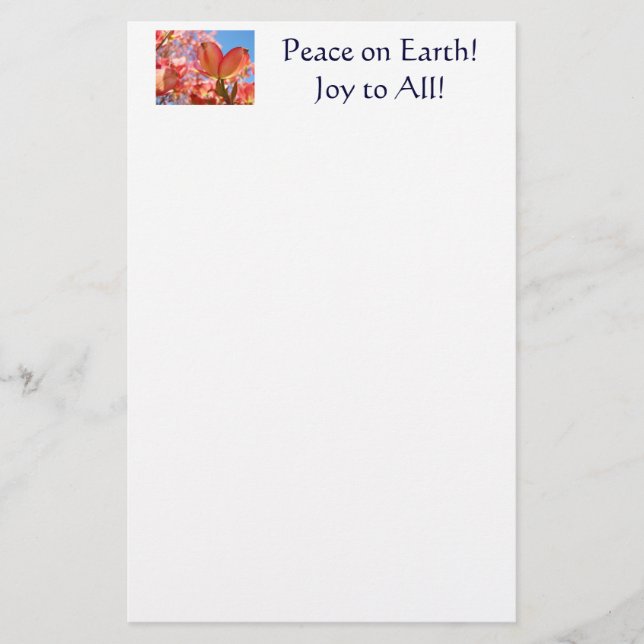Peace on Earth! stationery Joy to All! Dogwoods (Front)