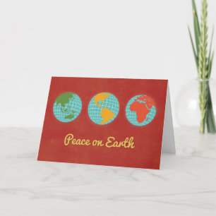 Peace on Earth, Three World Views, Customizable Holiday Card
