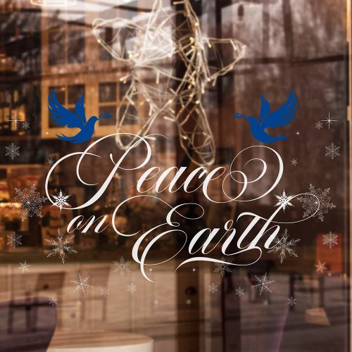 Peace on Earth Typography Doves  Window Cling