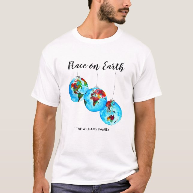 Peace on Earth Watercolor Hope Environment World  T-Shirt (Front)