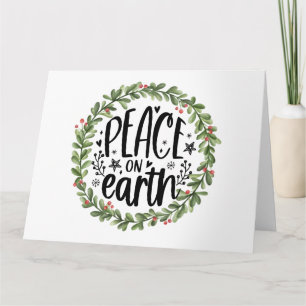 Peace on Earth Watercolor Wreath Card