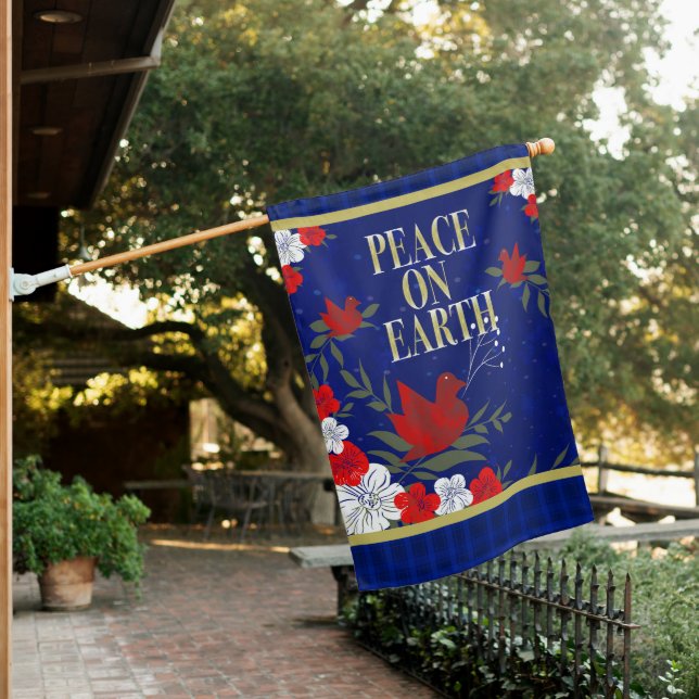 "Peace On Earth" Weatherproof House Flag (In SItu)