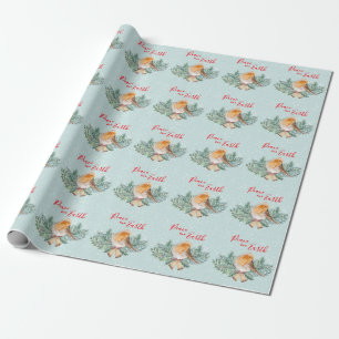 Peace on Earth Winter Robin Christian Christmas Wrapping Paper
