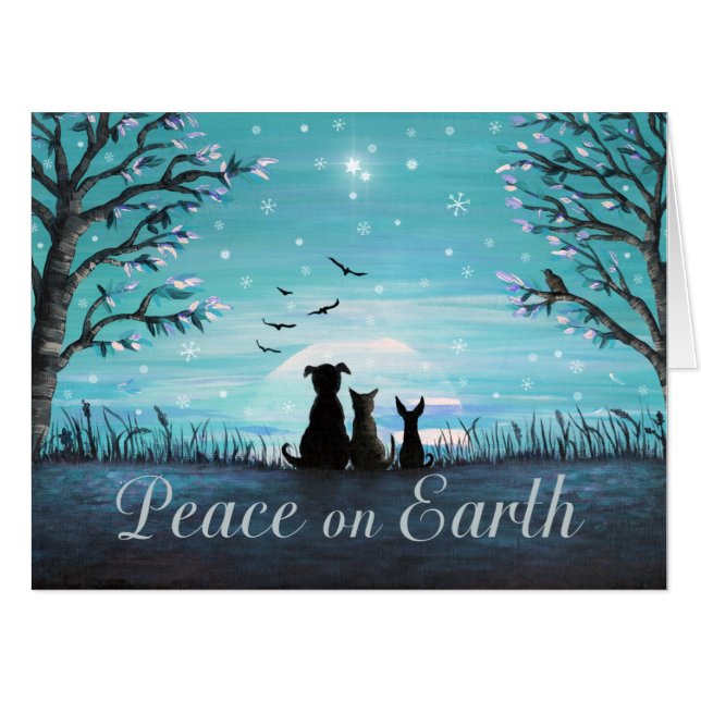 Peace on Earth Winter Sunset Card (Front Horizontal)