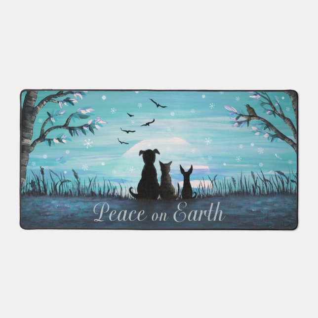 Peace on Earth Winter Sunset Desk Mat (Front)