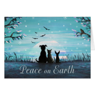 Peace on Earth Winter Sunset Holiday Card