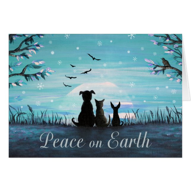 Peace on Earth Winter Sunset Holiday Card (Front Horizontal)