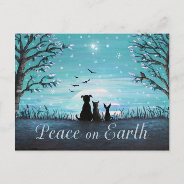 Peace on Earth Winter Sunset Postcard (Front)