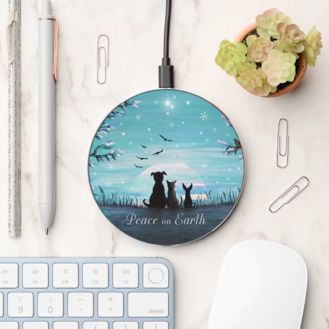 Peace on Earth Winter Sunset Wireless Charger (Desk)