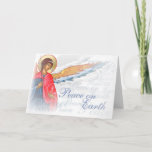 &quot;peace On Earth&quot; With Angel And Nativity Scene Holiday Card at Zazzle