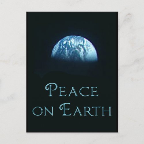 Peace on Earth with Image of Earth from Space Holiday Postcard