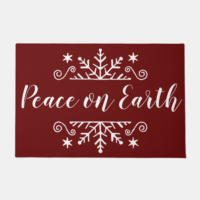 Peace on earth with snowflake  doormat (Front)