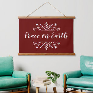 Peace on earth with snowflake hanging tapestry