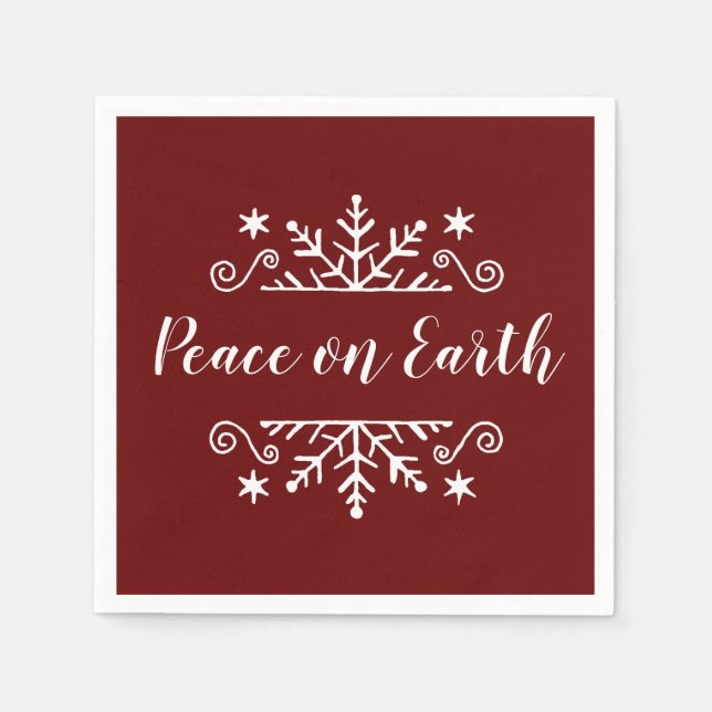 Peace on earth with snowflake  napkins (Front)