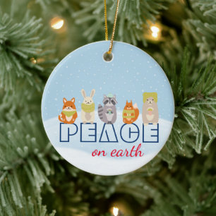 Peace on Earth Woodland Animals Ceramic Ornament