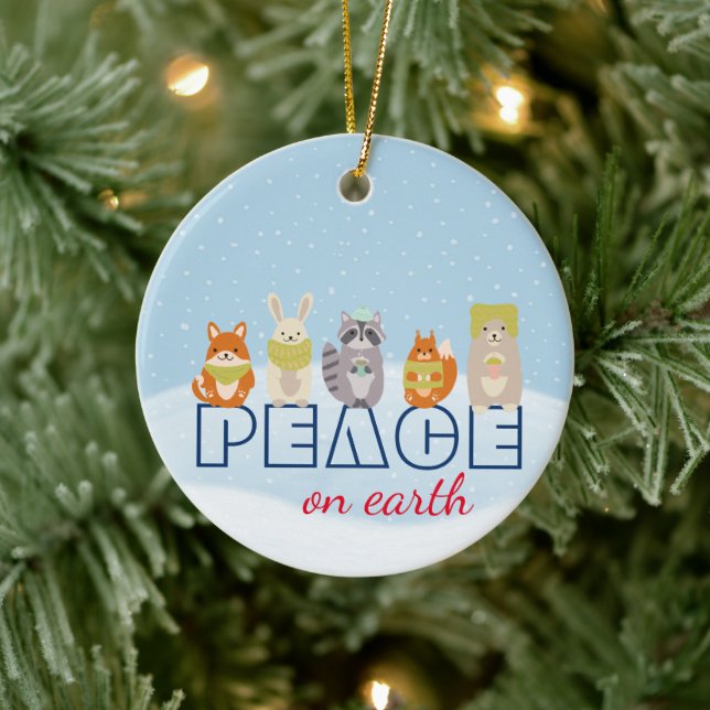 Peace on Earth Woodland Animals Ceramic Ornament (Tree)