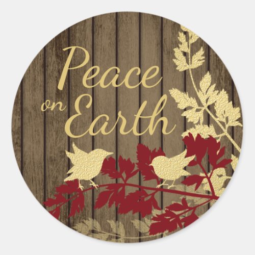 Peace on Earth Woodland Birds Classic Round Sticker