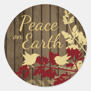 Peace on Earth Woodland Birds Classic Round Sticker