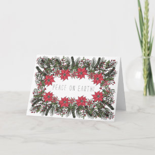 Peace on Earth Wreath Customisable Christmas Card