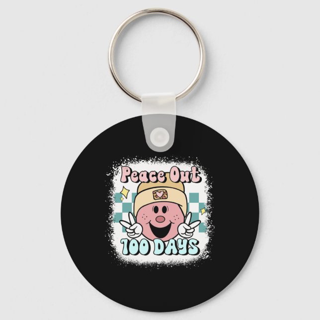 Peace Out 100 Days Of School Smile Face 100th Day  Keychain (Front)