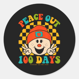 Peace Out 100 Days Of School Teacher Student Eyes  Classic Round Sticker