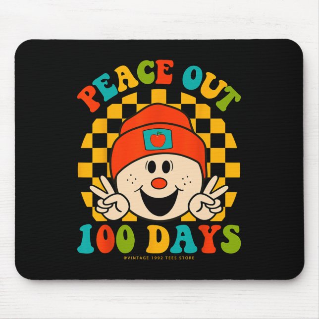Peace Out 100 Days Of School Teacher Student Eyes  Mouse Pad (Front)
