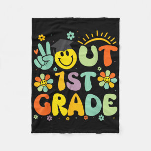 Peace Out 1st Grade Cl Of 2025 Goodbye Graduation Fleece Blanket