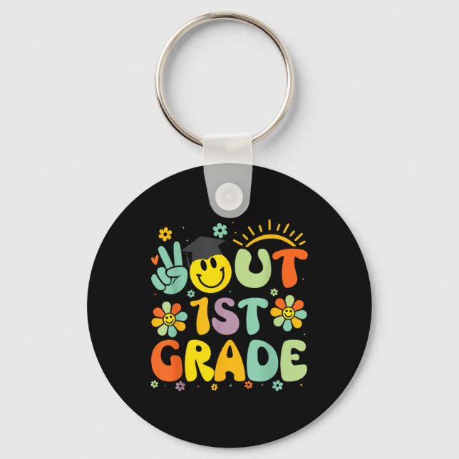 Peace Out 1st Grade Cl Of 2025 Goodbye Graduation  Keychain (Front)