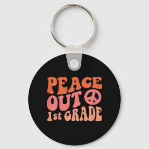 Peace Out 1st Grade Funny Retro 70's Last Day Of 1 Keychain