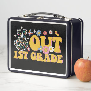 Peace Out 1st Grade Groovy Last Day Of School Metal Lunch Box