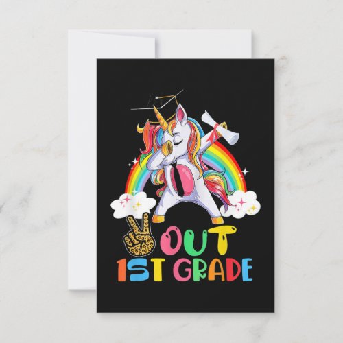 Peace Out 1st Grade Unicorn Card