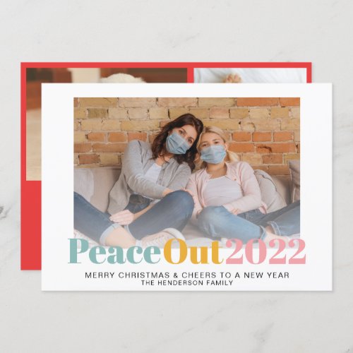 Peace Out 2020 Colorful Pastels Christmas Photos Holiday Card