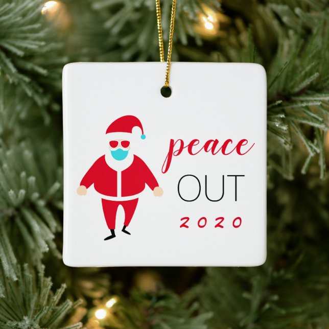 Peace Out 2020 Funny Santa Personalized Ceramic Ornament (Tree)