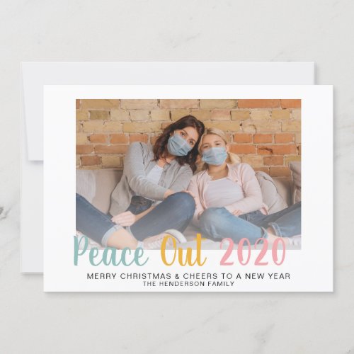Peace Out 2020 Pastels Photo Christmas New Year Holiday Card