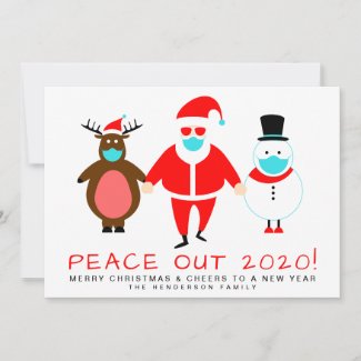 Peace Out 2020  Santa  Face Mask Christmas Holiday Card