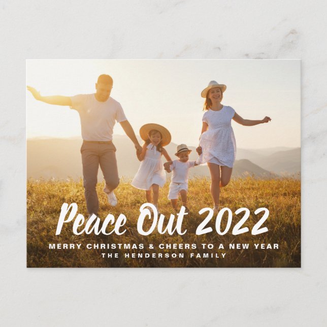 Peace Out 2022 Photo Christmas New Year Cheers Holiday Postcard (Front)
