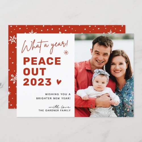 Peace Out 2023 Christmas Festive Greeting Photo Holiday Card