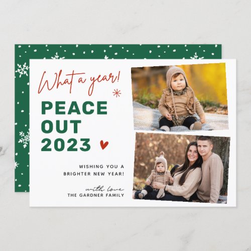 Peace Out 2023 Merry Christmas 2 Photo Holiday Card