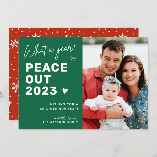 Peace Out 2023 Modern Layout Happy New Year Photo Holiday Card