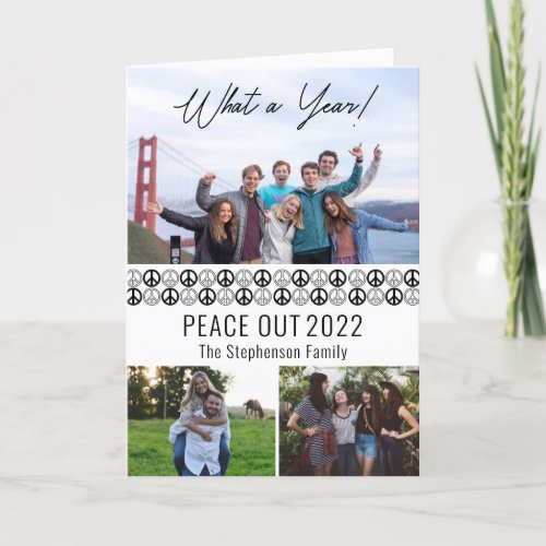 Peace Out 2023 What A Year 3 Photo Collage _ BW Holiday Card