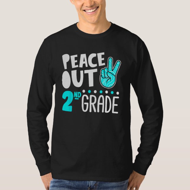Peace Out 2nd Grade Graduation Last Day School Boy T-Shirt (Front)