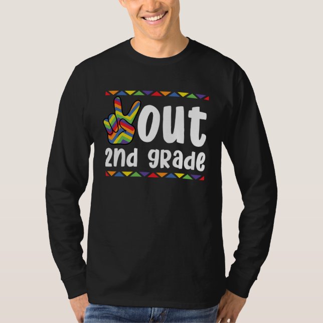 Peace Out 2nd Grade Last Day Of School Graduation  T-Shirt (Front)