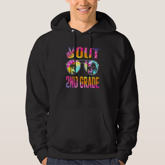 Peace Out 2nd Grade Tie Dye Graduation Last Day Of Hoodie (Front)
