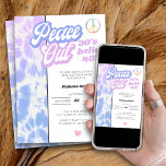 Peace Out 30s Hello 40 Tie Dye 40th Birthday Invitation<br><div class="desc">Peace Out 30's hello 40 .. 40th Birthday Invitation (or feel free to edit the years to suit). Pastel watercolor tie dye pattern in shades of lilac and blue with groovy typography and retro peace sign. Easy to customize for any age.</div>
