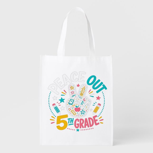 Peace Out 5th Grade | Class of 2026 Graduation Grocery Bag (Front)