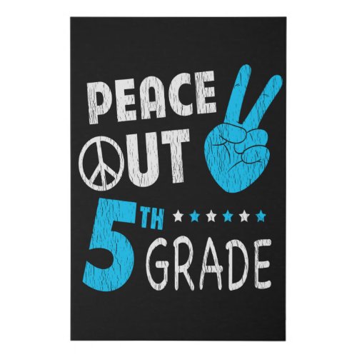 Peace Out 5th Grade Cute Funny Kids Back To School Faux Canvas Print