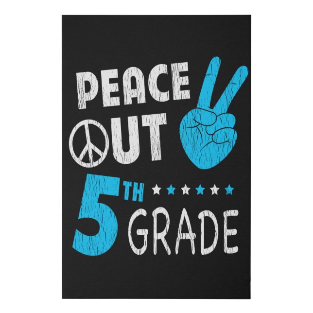 Peace Out 5th Grade Cute Funny Kids Back To School Faux Canvas Print (Front)