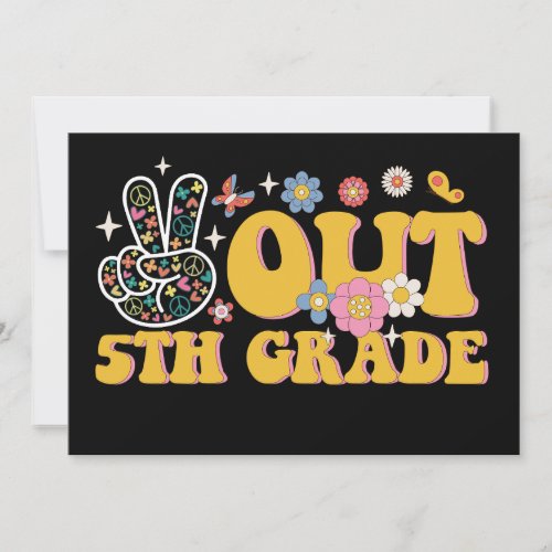 Peace Out 5th Grade Groovy Last Day Of School Invitation
