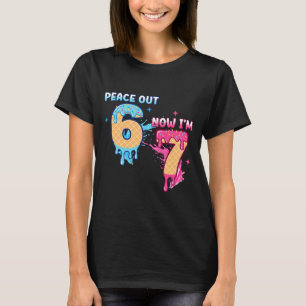 Peace Out 6 Now I'm 7 Ice Cream Drip 7th Birthday T-Shirt