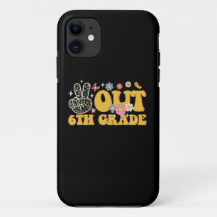 Peace Out 6th Grade Groovy Last Day Of School iPhone 11 Case